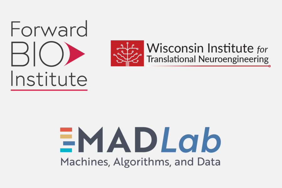 Logos created by CoE's graphic designers: Forward BIO Institute logo, WITNe logo, MADLab logo