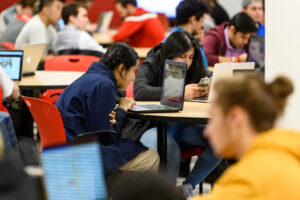 UW students take part in a Material Science &amp; Engineering 350 class session taught by faculty associate Ahmad Saatchi that is held in Wendt Commons at the University of Wisconsin-Madison on March 29, 2019. (Photo by Bryce Richter /UW-Madison)